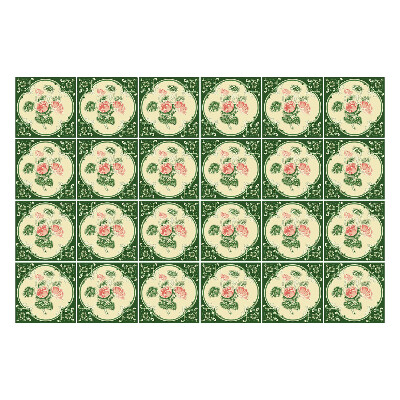 Fali csempe matrica Virágdíszek körökben