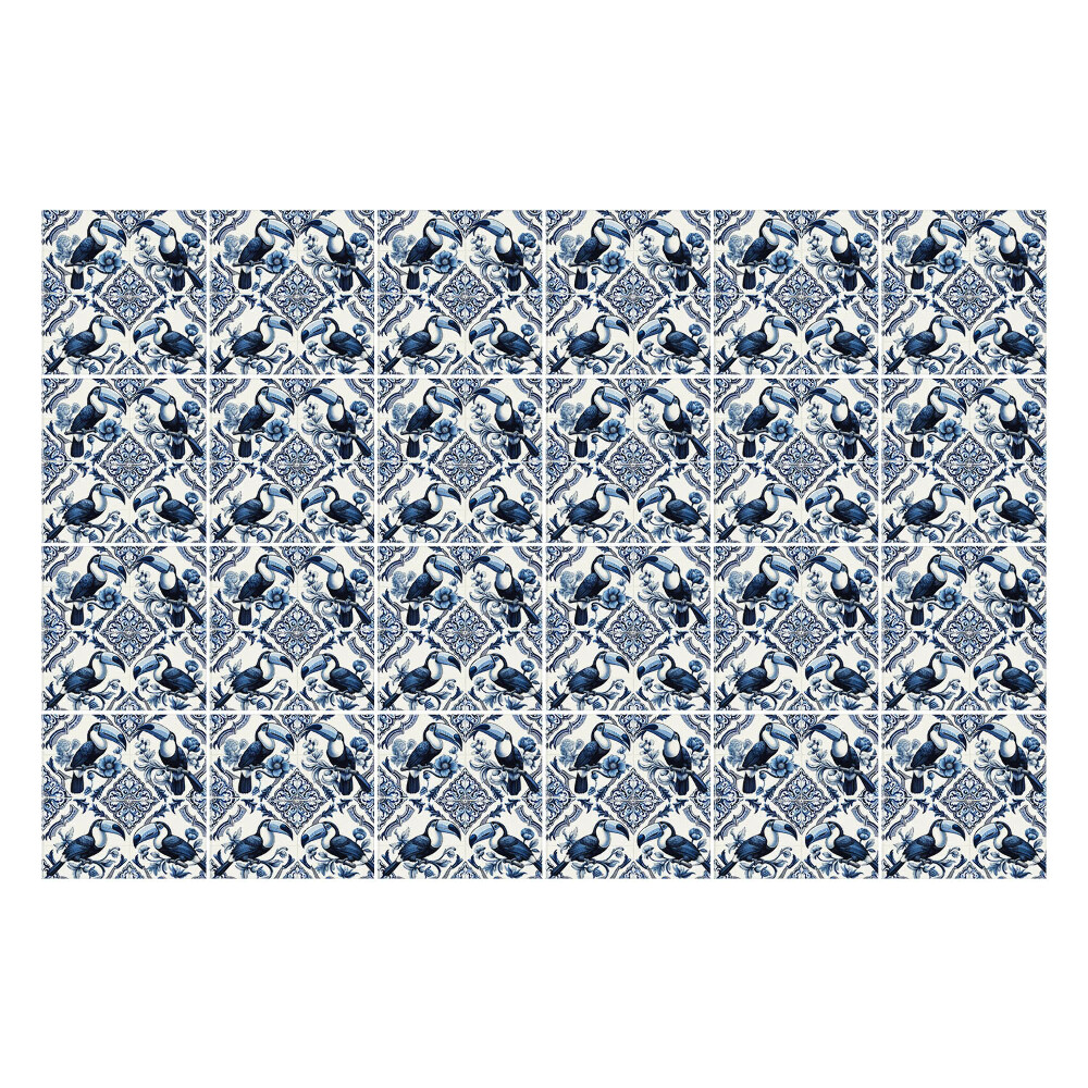 Fali csempe matrica Elegáns madarak és virágok