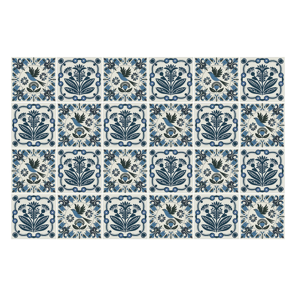 Konyha csempe matrica Természetes virágok és madarak