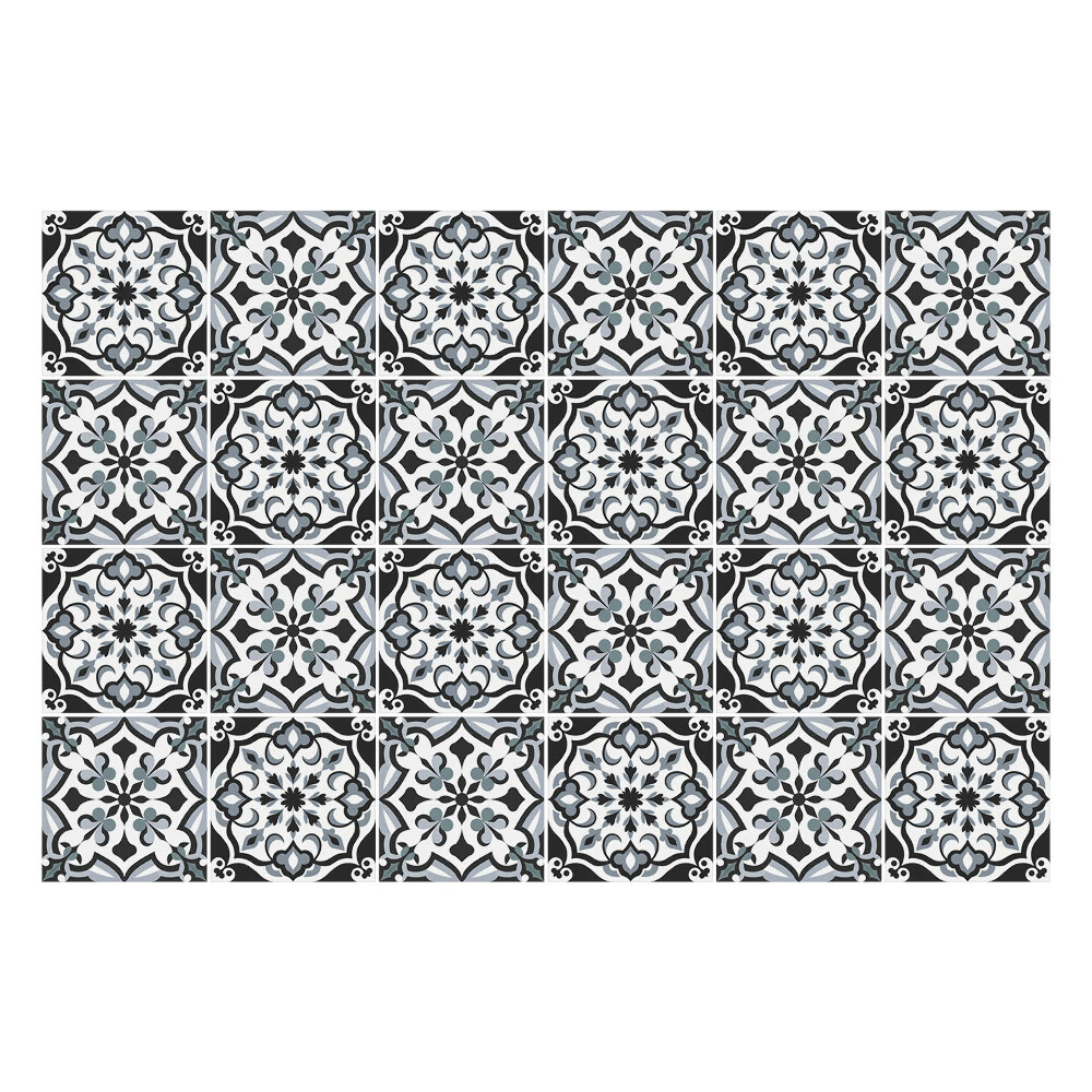 Fali csempe matrica Virágdíszek körökben