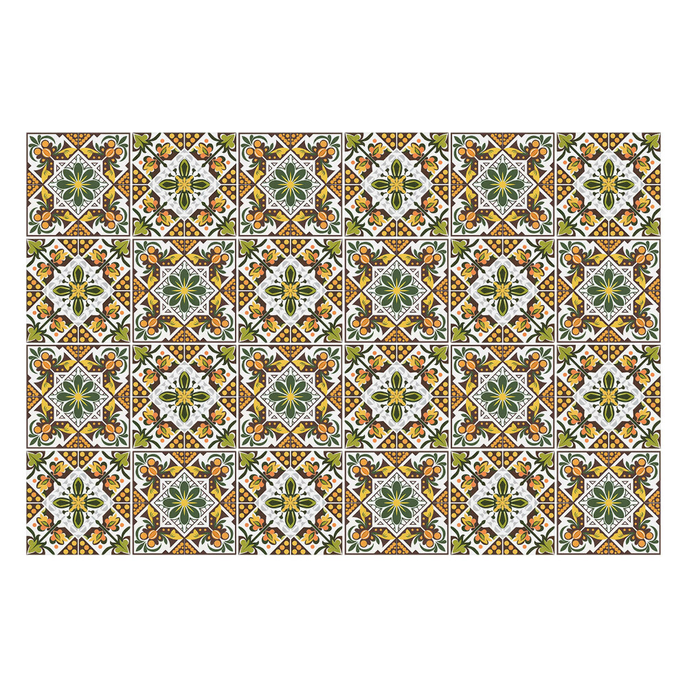 Konyha csempe matrica Virágdíszek négyzetekben