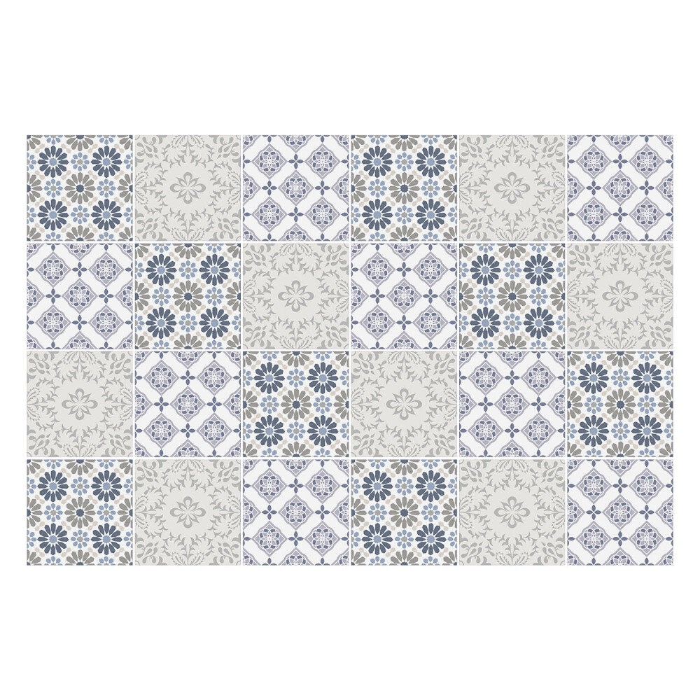 Fali csempe matrica Kockás virágmotívumok