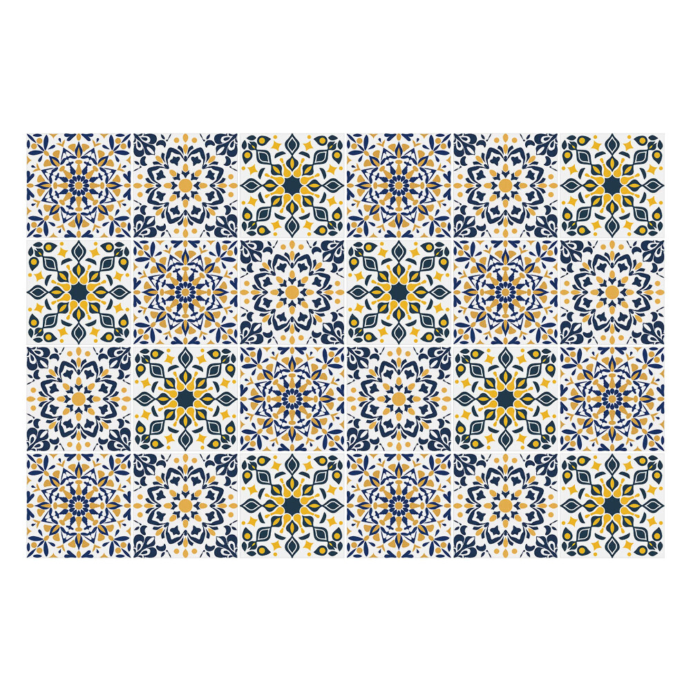 Konyha csempe matrica Geometrikus virágok és levelek