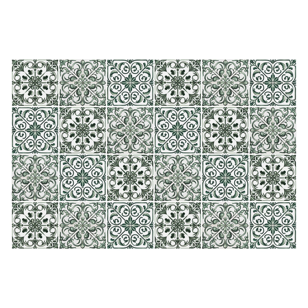 Fali csempe matrica Mintás zöld csempék