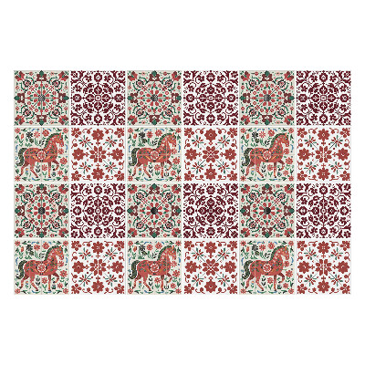 Fali csempe matrica Népi lovak és virágok