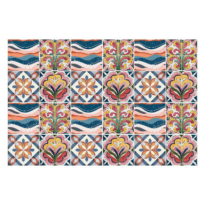 Fali csempe matrica Virágmotívumok és hullámok