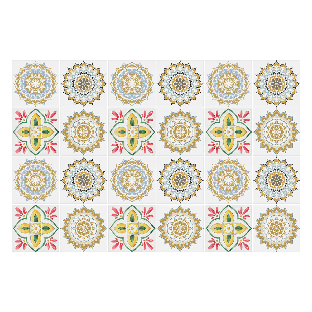 Fali csempe matrica Virágos mandalák és díszek