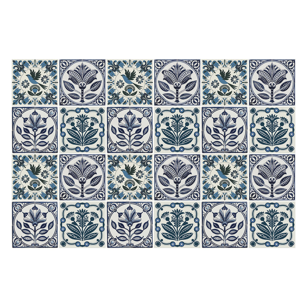 Csempe dekor matrica Növények és madarak