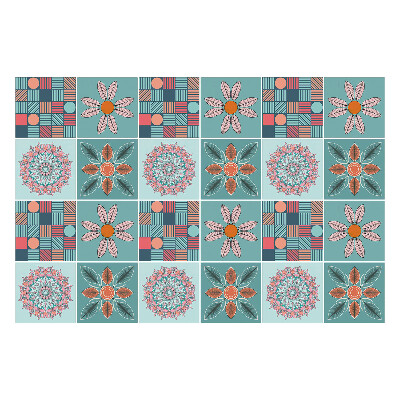 Konyha csempe matrica Virág- és geometrikus motívumok