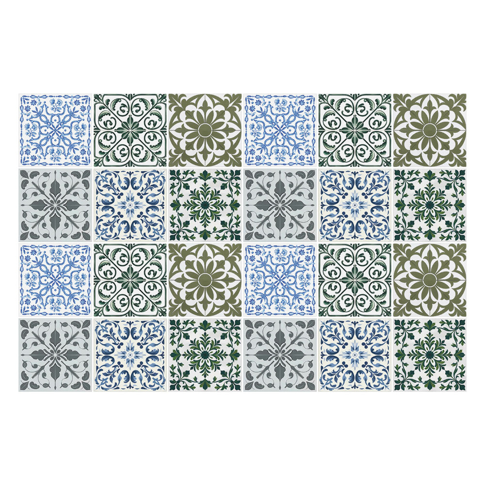 Fali csempe matrica Virág- és geometrikus motívumok