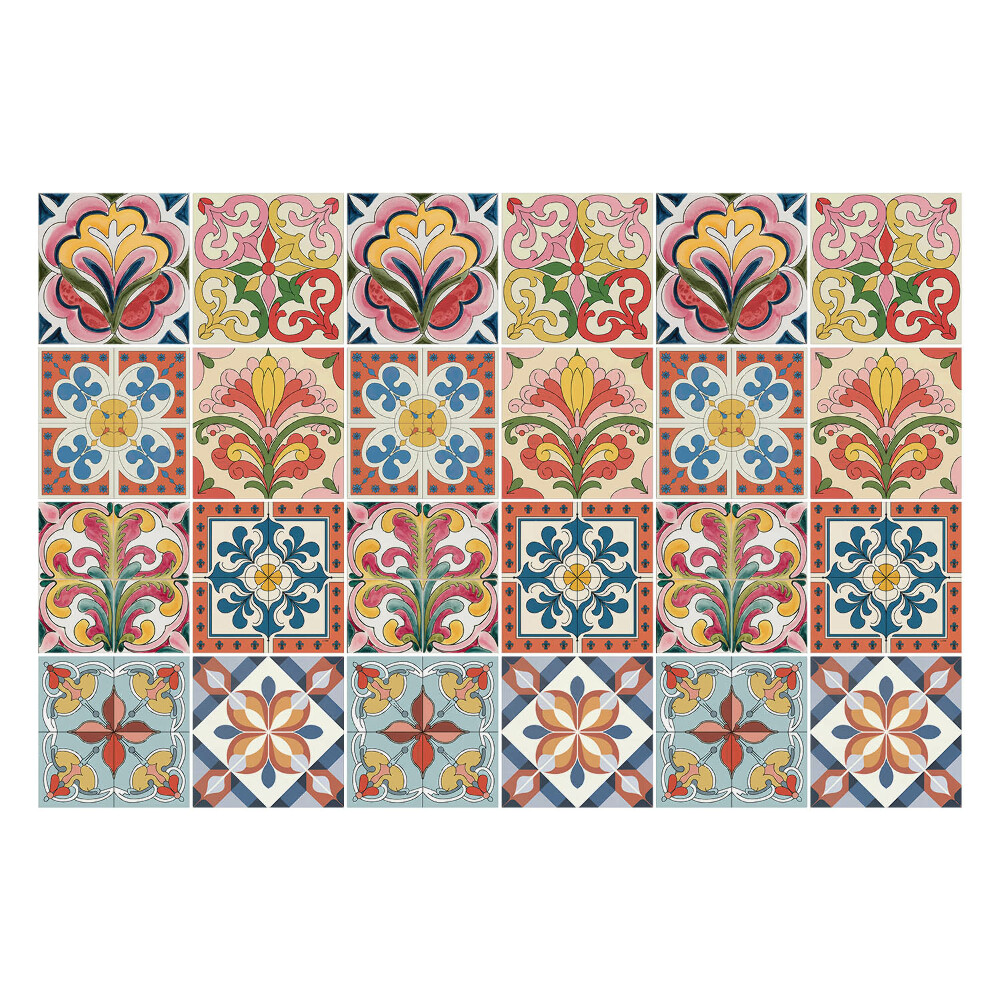 Fali csempe matrica Retro virágminták