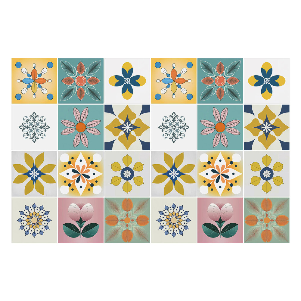 Fali csempe matrica Virágmotívumok a kompozícióban