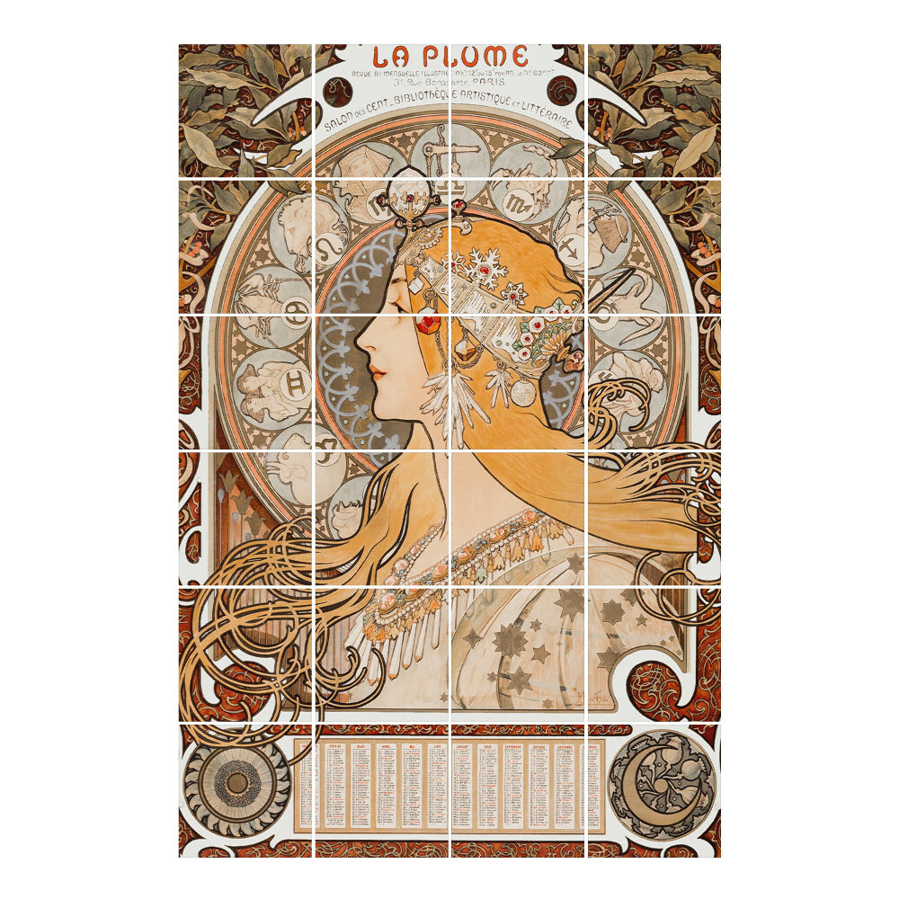 Vízálló csempe matrica Női portré - Alfons Mucha