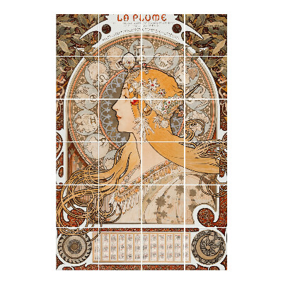 Vízálló csempe matrica Női portré - Alfons Mucha