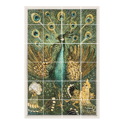 Csempe dekor matrica Pávatánc a madarak között