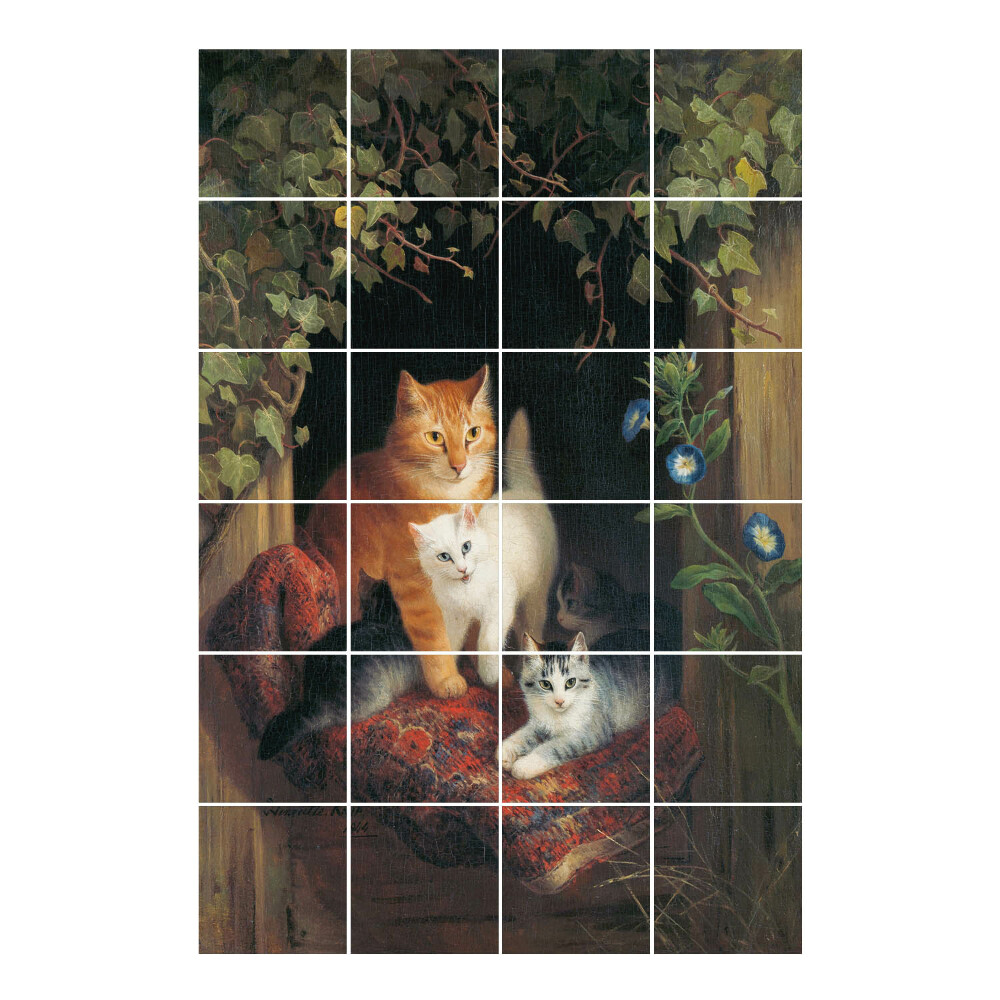 Csempematrica Macskák egy hangulatos menedékben