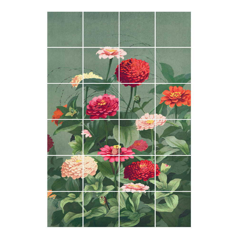 Vízálló csempe matrica Virágcsokor a kertben