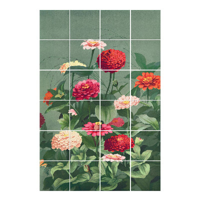 Vízálló csempe matrica Virágcsokor a kertben