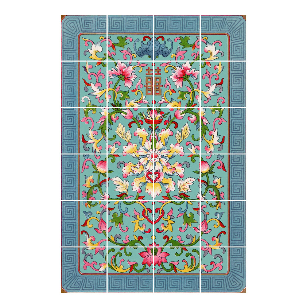 Vízálló csempe matrica Virágmotívum díszekkel