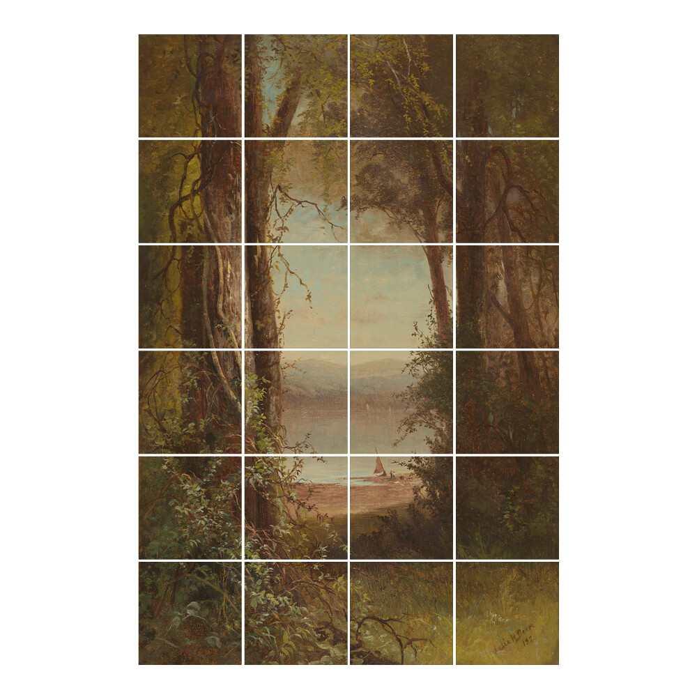 Csempe dekor matrica Kilátás a tóra egy csónakkal