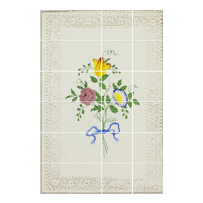 Vízálló csempe matrica Virágcsokor szalaggal