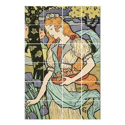 Csempe dekor matrica Nő virágokkal