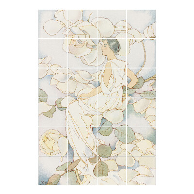 Csempematrica Nő a rózsák között