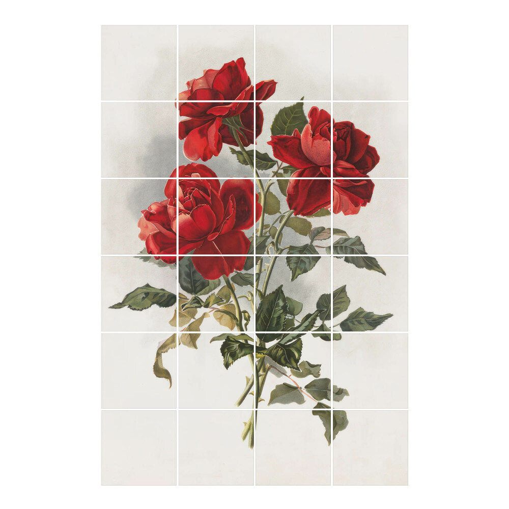 Vízálló csempe matrica Három telt rózsa