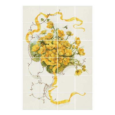 Csempe dekor matrica Virágcsokor szalaggal