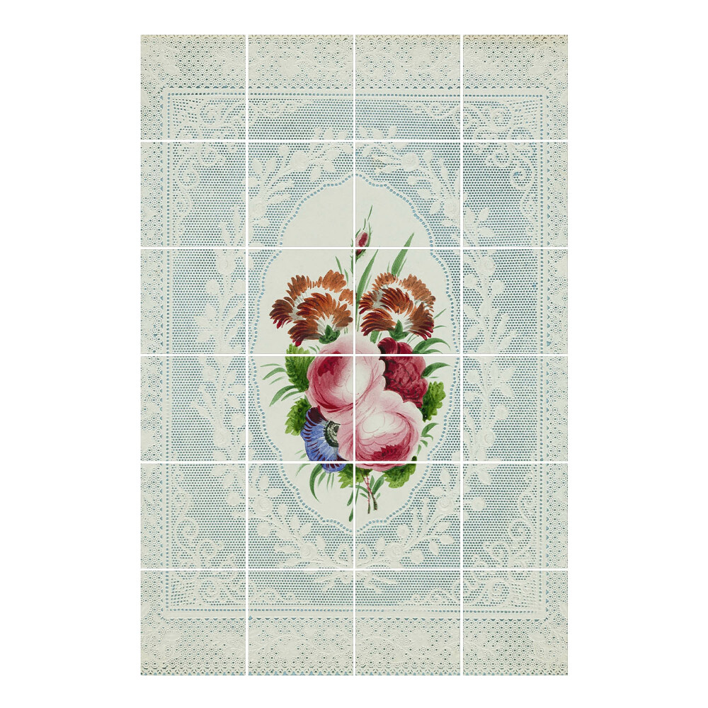 Vízálló csempe matrica Virágdísz a keretben