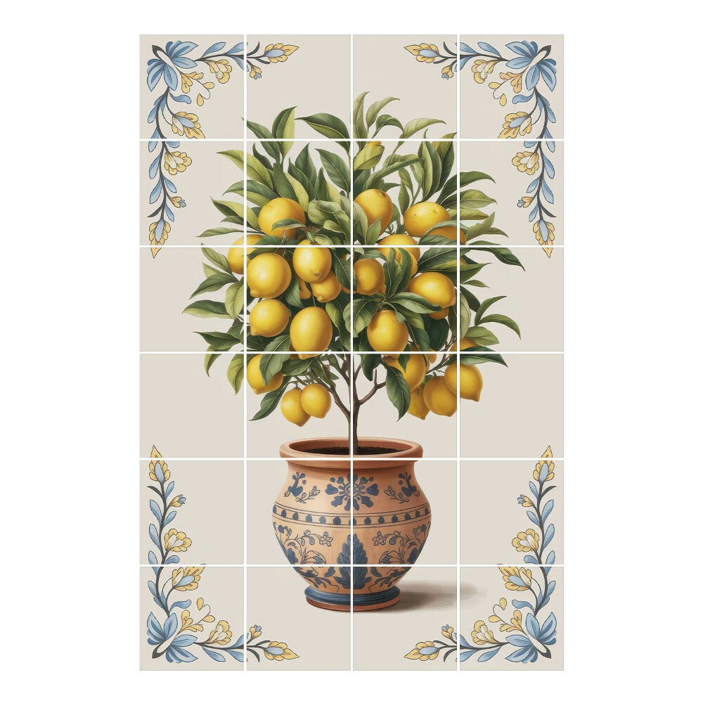 Vízálló csempe matrica Citromfa egy cserépben