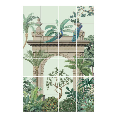 Csempe dekor matrica Trópusi paradicsom pávával