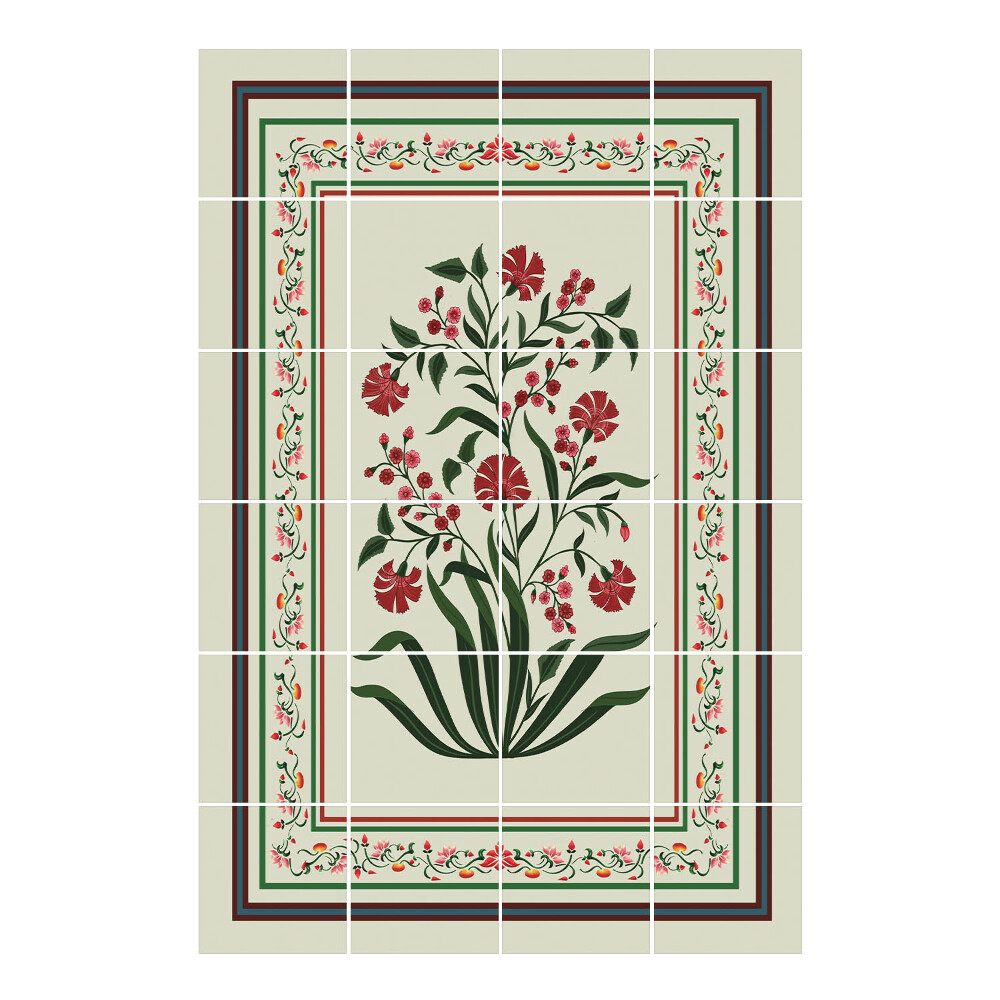 Csempematrica Virágos növényi motívum