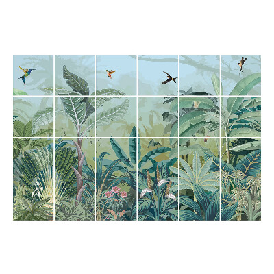 Vízálló csempe fólia Trópusi dzsungel madarakkal