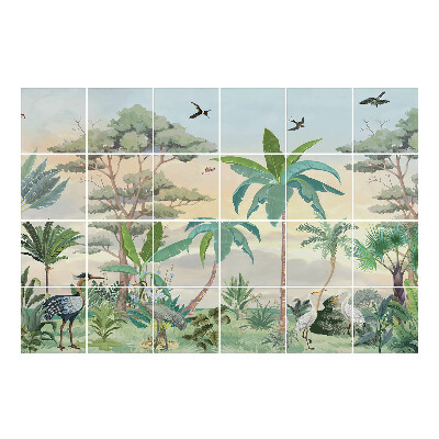 Csempefólia Trópusi táj madarakkal