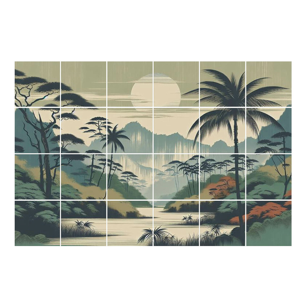 Vízálló csempe fólia Trópusi táj alkonyatkor