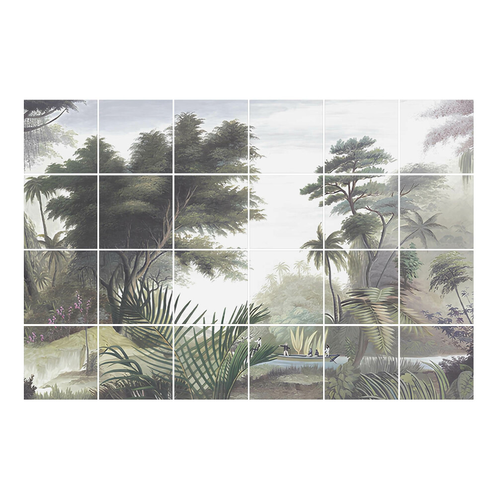 Vízálló csempe fólia Trópusi táj egy hajóval