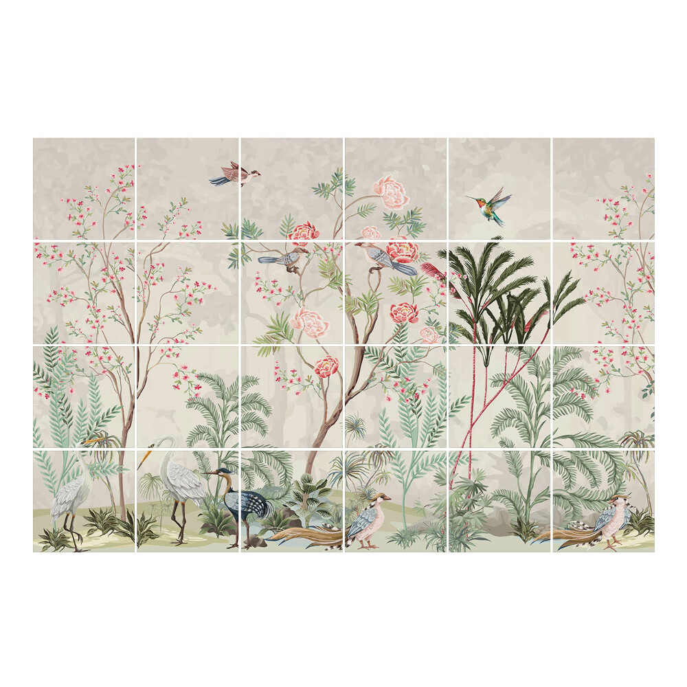 Csempe dekor matrica Trópusi táj madarakkal