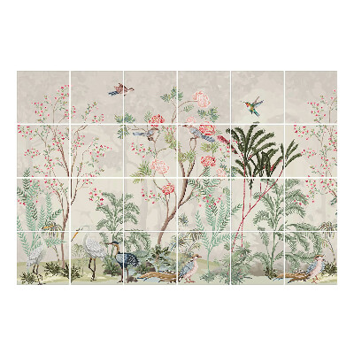 Csempe dekor matrica Trópusi táj madarakkal