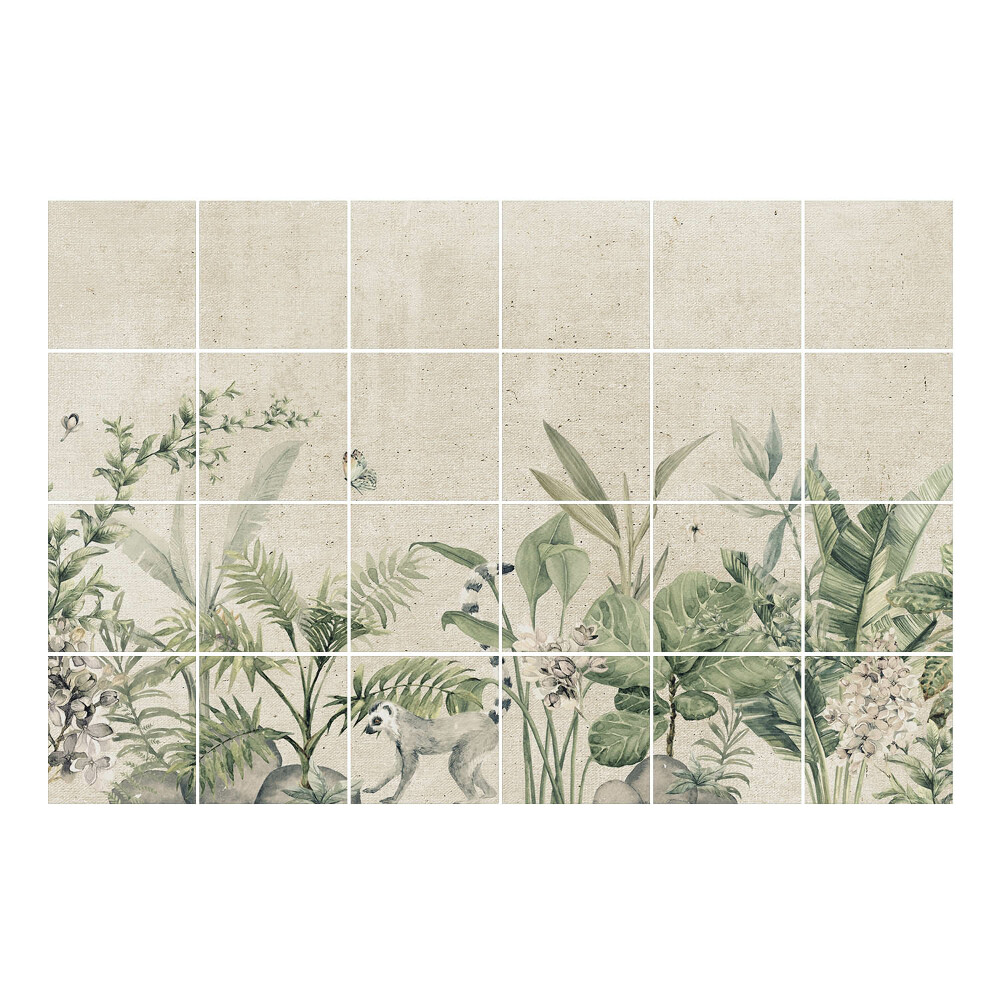 Vízálló csempe fólia Trópusi növényzet majommal