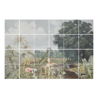 Csempefólia Trópusi táj madarakkal