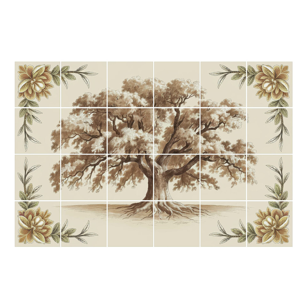 Csempe dekor matrica Egy fa, levelekkel körülvéve