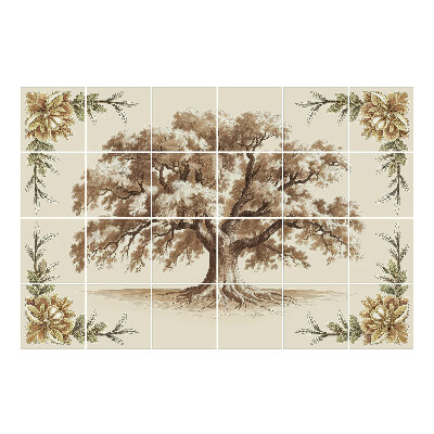 Csempe dekor matrica Egy fa, levelekkel körülvéve