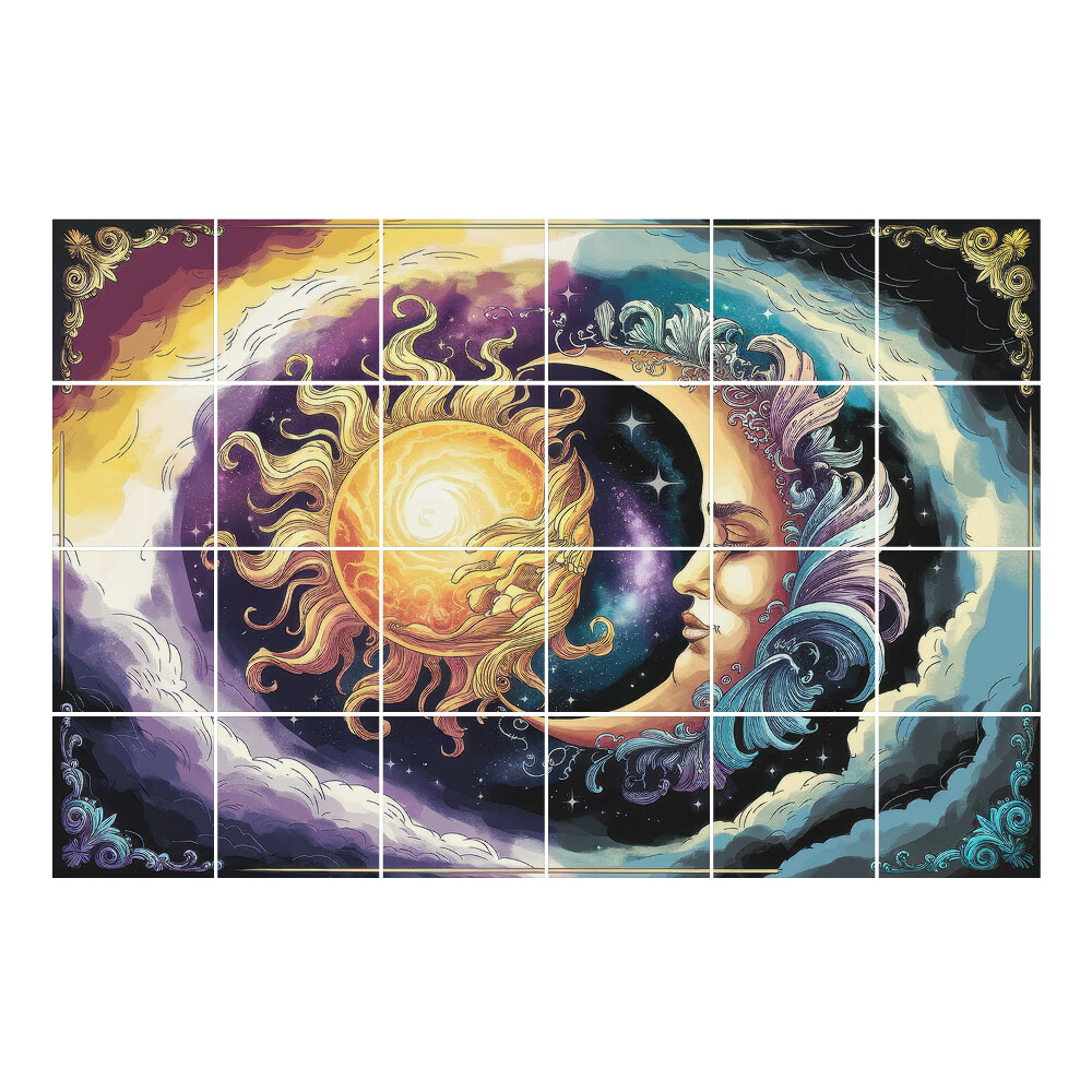 Csempe dekor matrica A Nap és a Hold a felhőkben