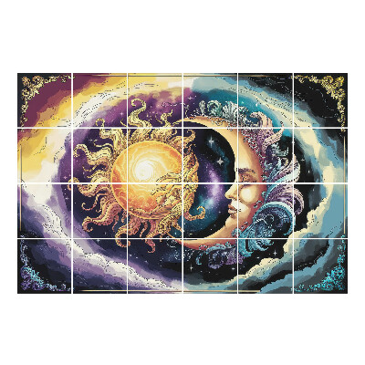 Csempe dekor matrica A Nap és a Hold a felhőkben