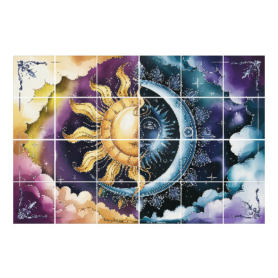 Vízálló csempe fólia A nap és a hold a felhőkben