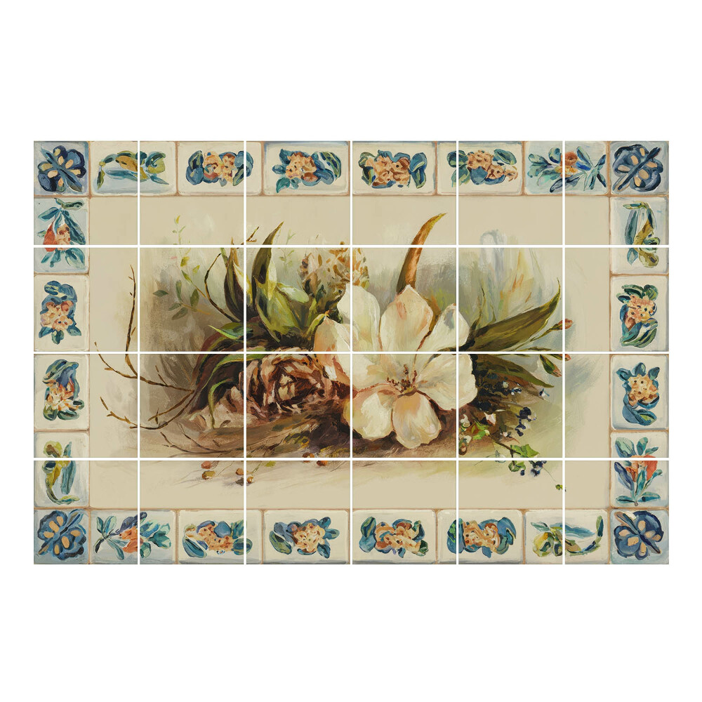 Csempefólia Virágkompozíció természeti elemekkel