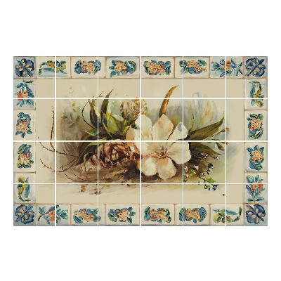 Csempefólia Virágkompozíció természeti elemekkel