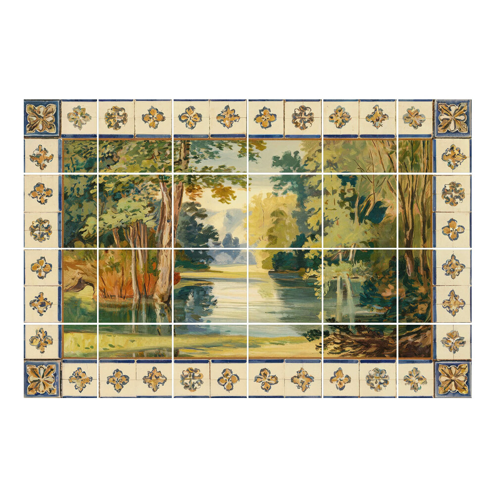 Csempe dekor matrica Vízparti jelenet fákkal