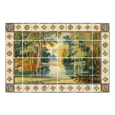 Csempe dekor matrica Vízparti jelenet fákkal